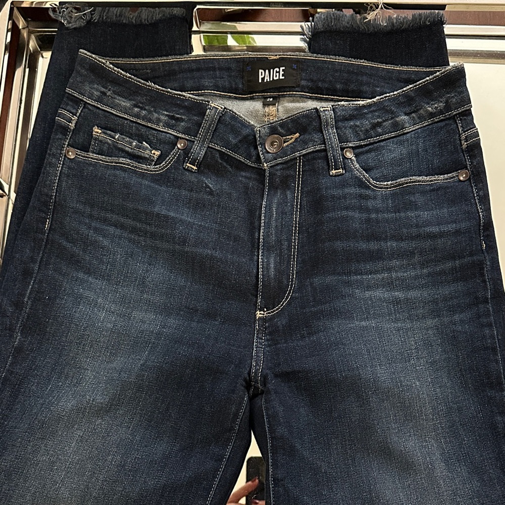 PAIGE Women's Dark Indigo Hoxton Ankle Jeans - Size 28